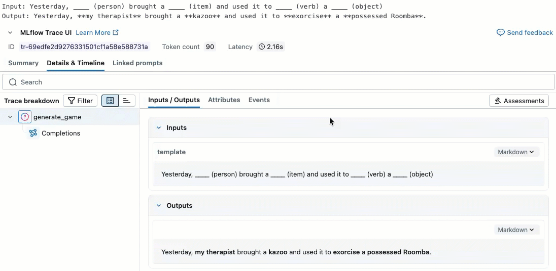 笔记本中的 MLflow 跟踪 UI