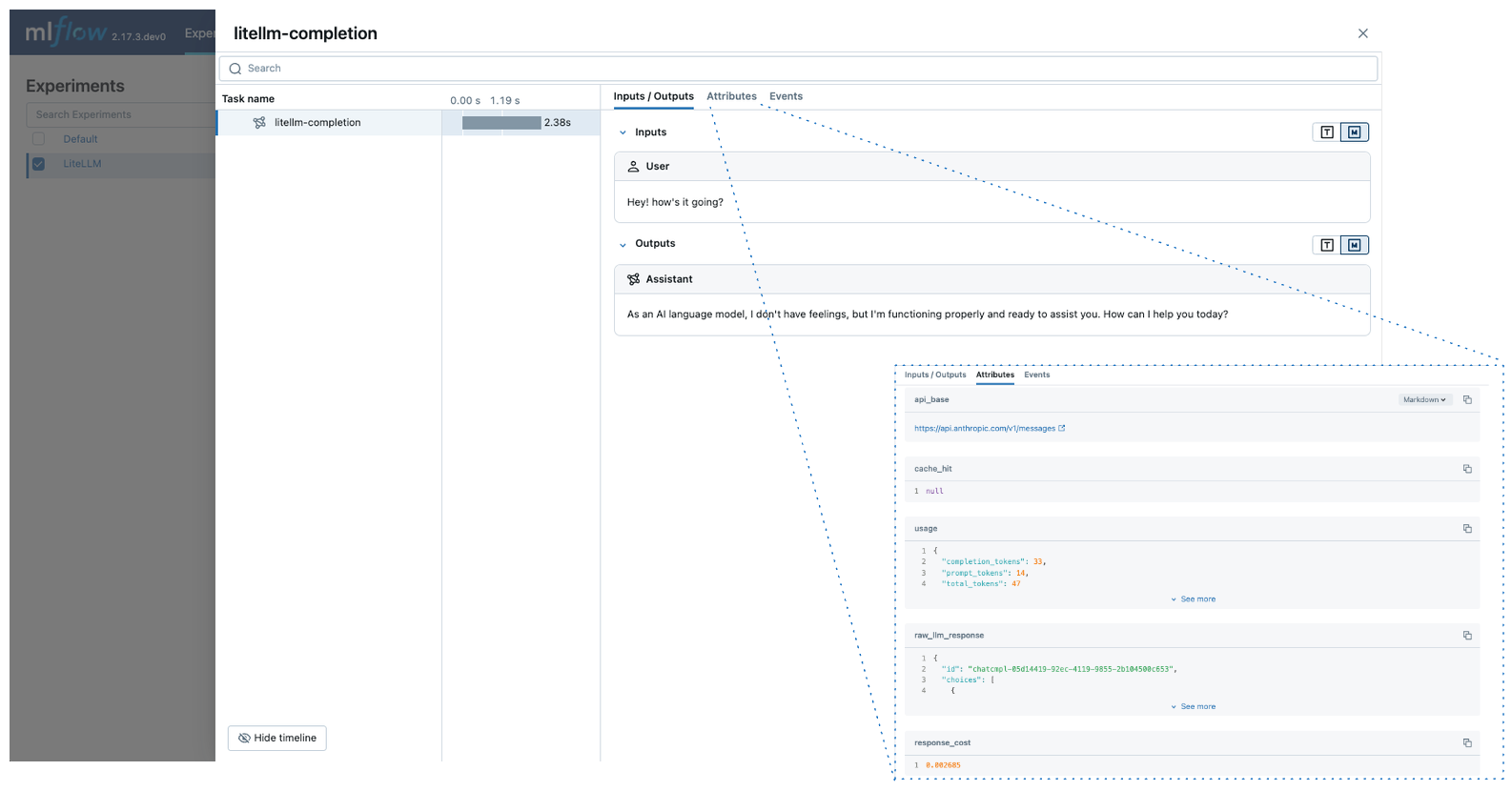 通过自动日志进行 LiteLLM 跟踪