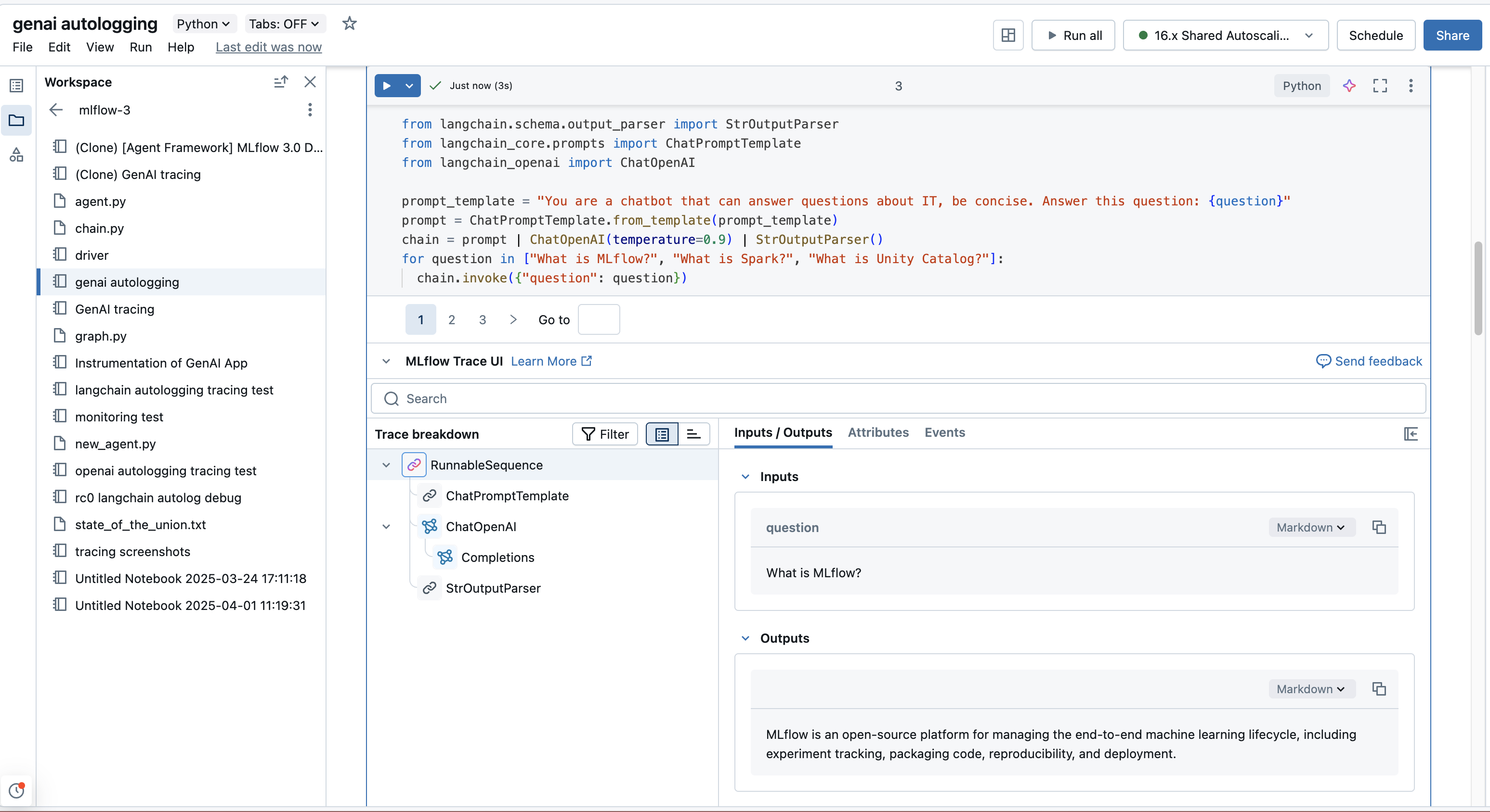 Databricks Notebook 调试界面