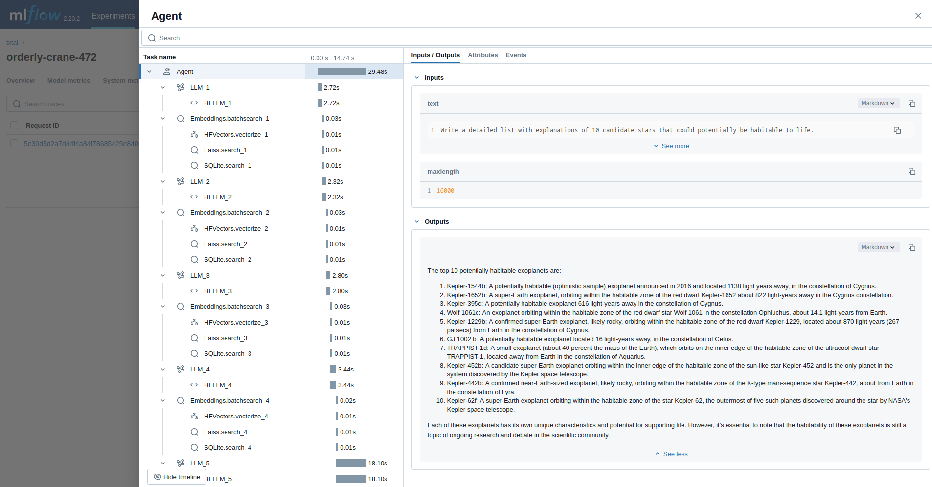 txtai 代理跟踪通过自动记录