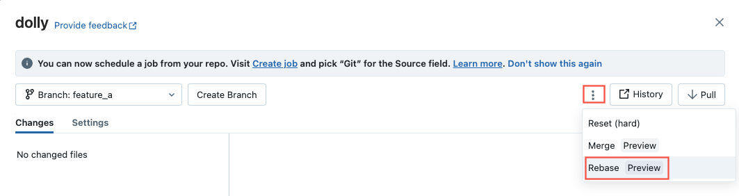串形菜单中的 Git rebase 函数。