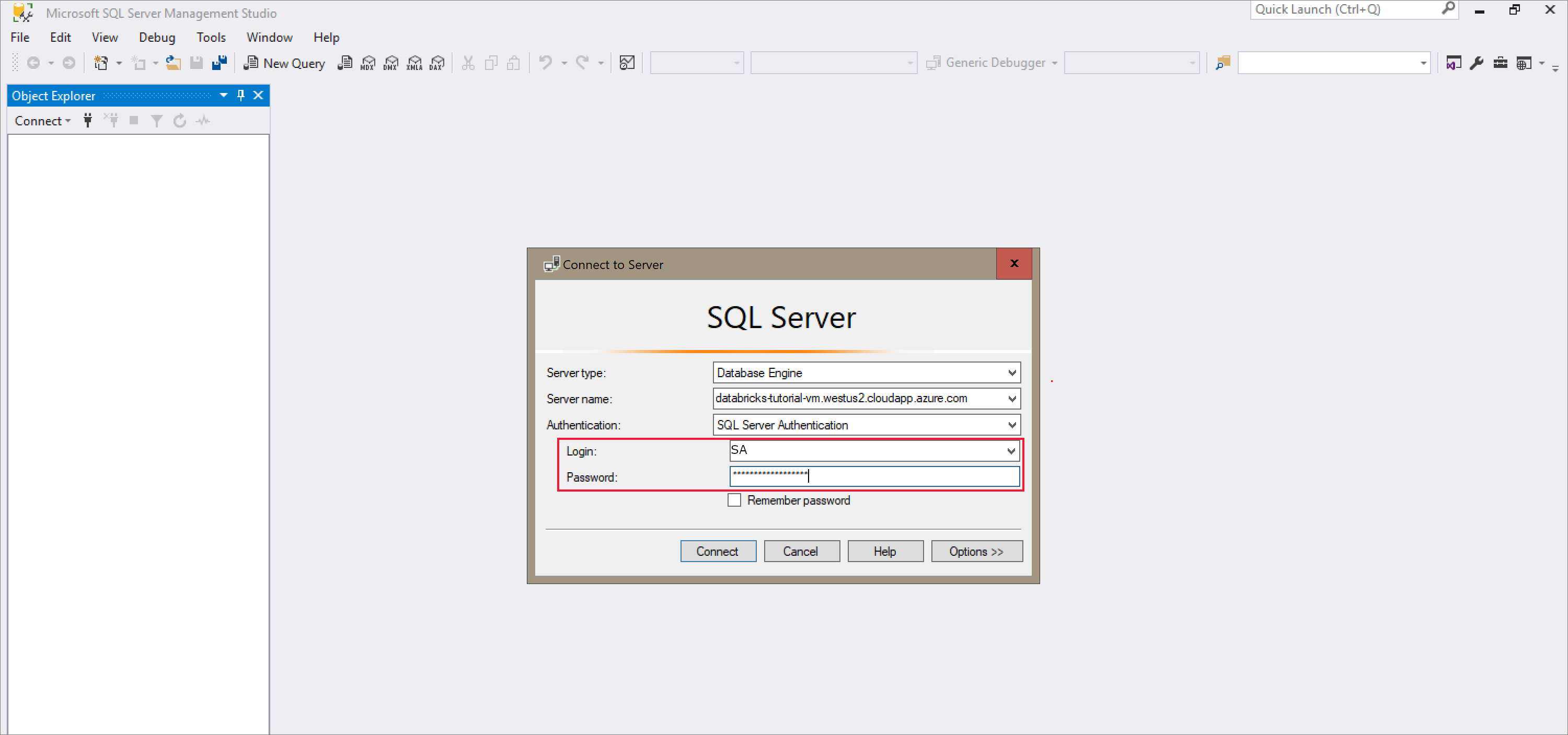 Connect to SQL Server using SQL Server Management Studio