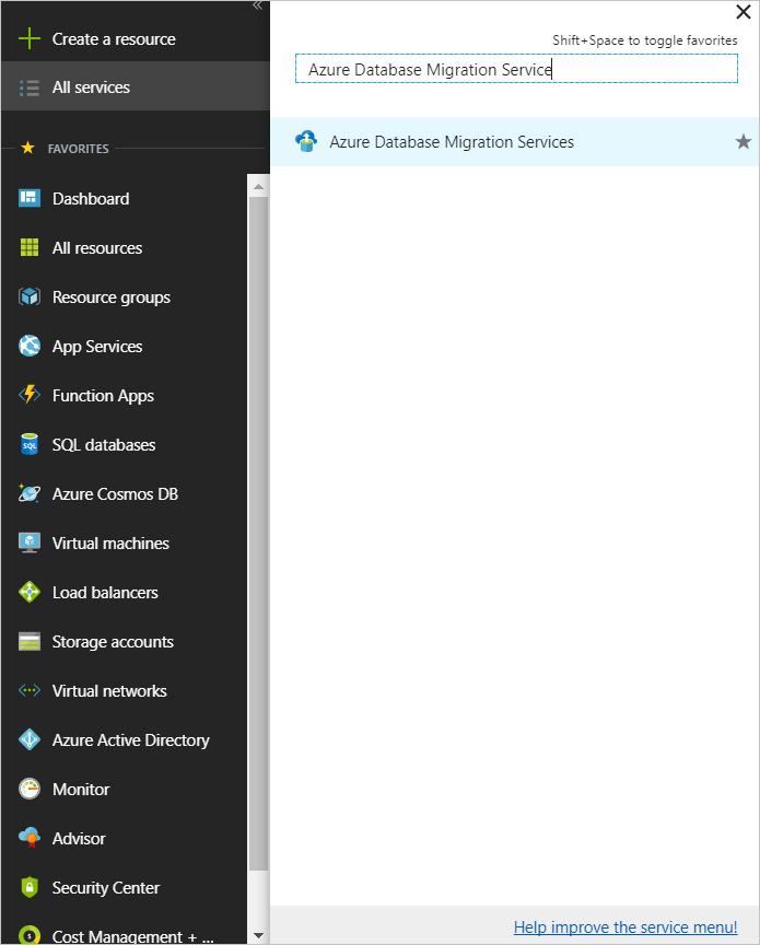 Locate all instances of Azure Database Migration Service
