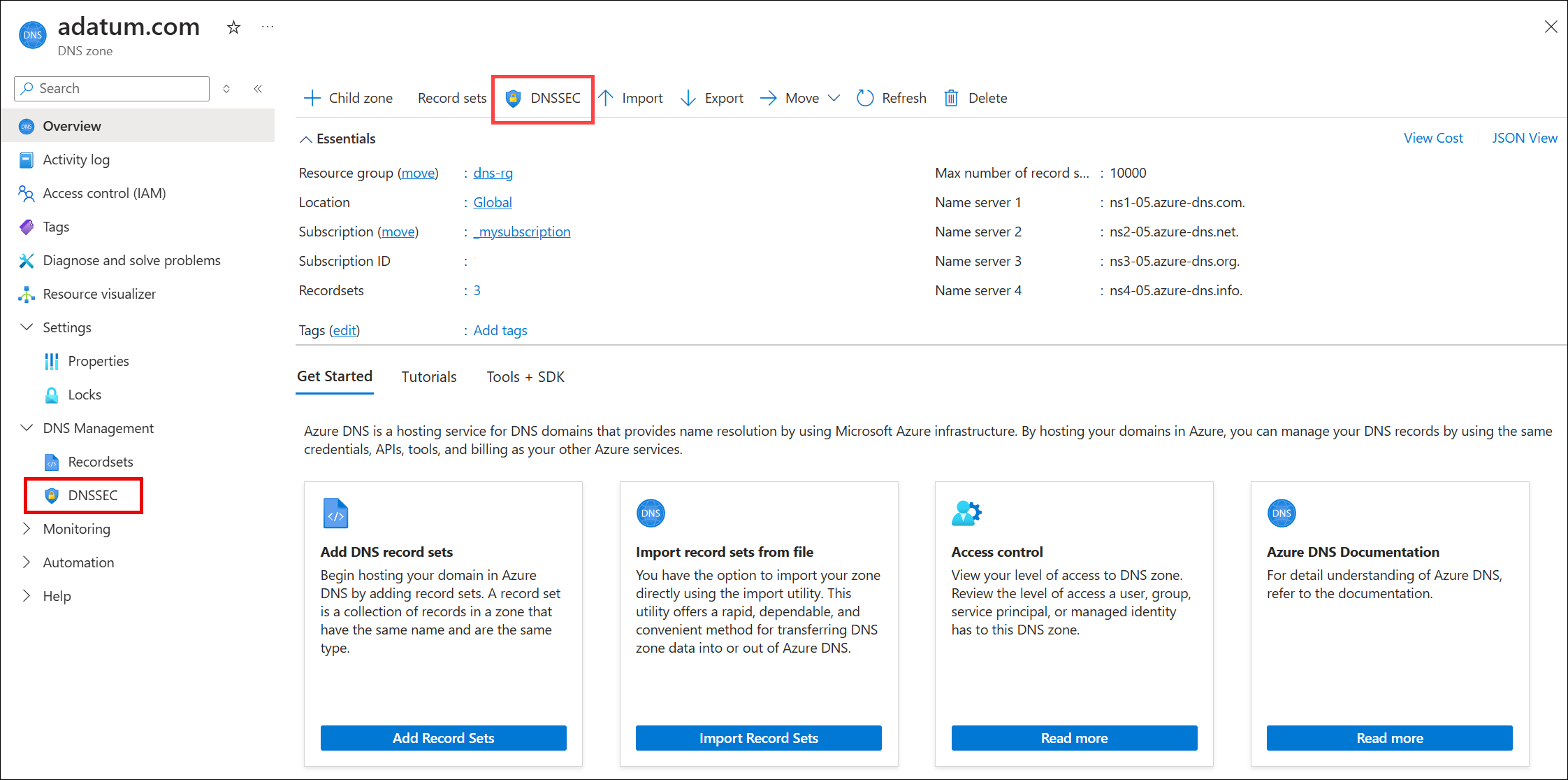 如何选择 DNSSEC 的屏幕截图。