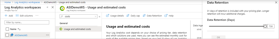 “Log Analytics 工作区”窗格。