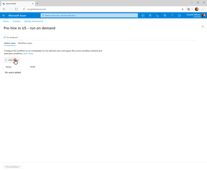 为按需工作流添加用户的屏幕截图。