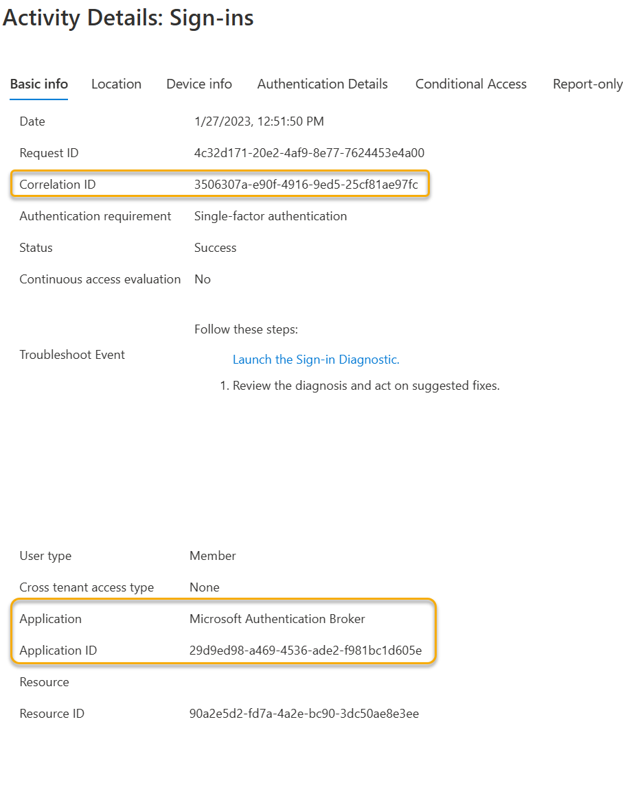 显示 Microsoft Entra ID 中交互式用户登录的屏幕截图，其中显示了 Microsoft 身份验证代理服务的交互式登录。