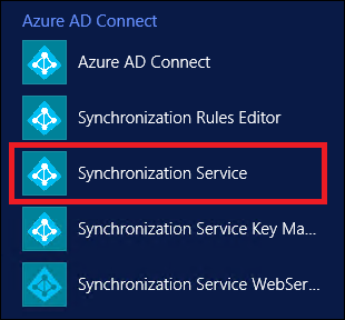 Microsoft Entra Connect, with Synchronization Service highlighted