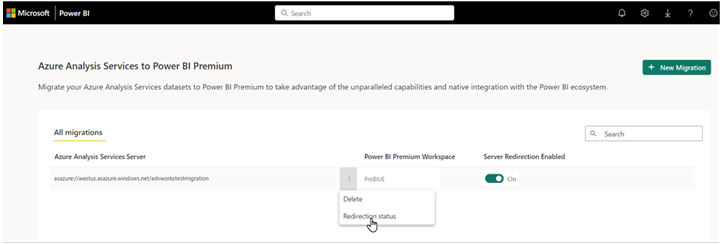 从“更多选项”菜单中检查重定向状态。