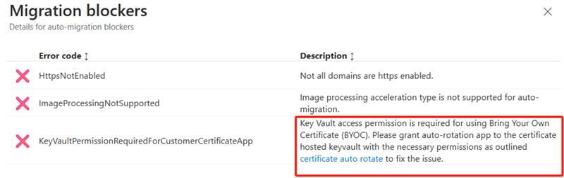 Screenshot of provide more details of what are not eligible on Azure portal.