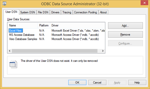 ODBC 数据源管理器。