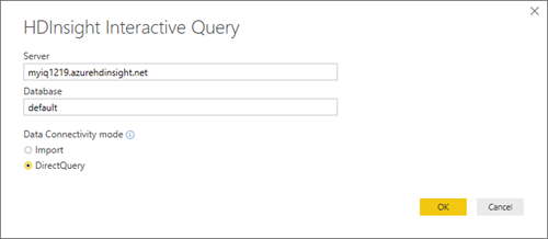 HDInsight interactive query Power BI DirectQuery connect
