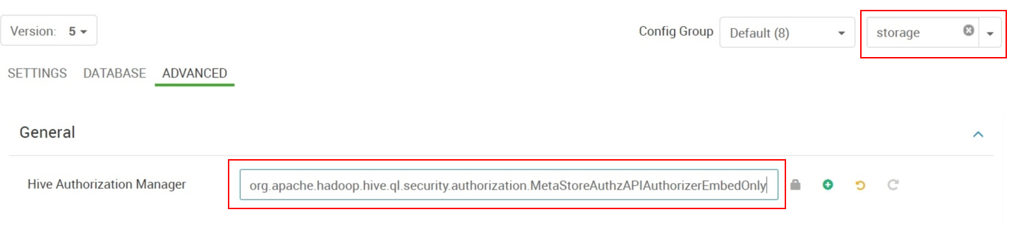 将授权设置为 MetaStoreAuthzAPIAuthorizerEmbedOnly。