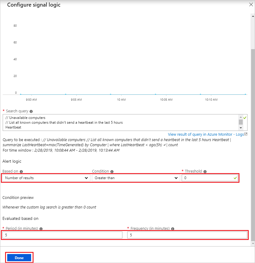 Alert rule configures signal logic