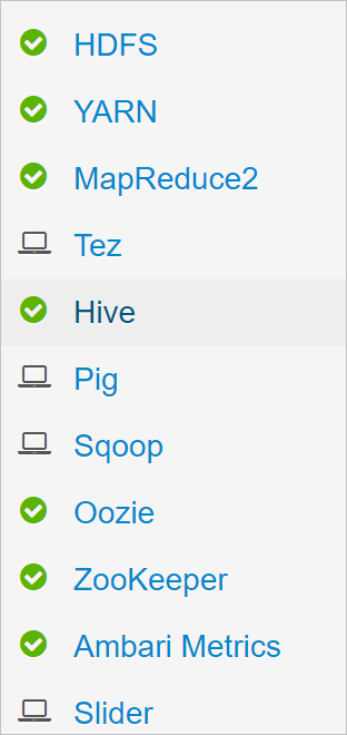 Apache Ambari 服务列表选择 Hive。