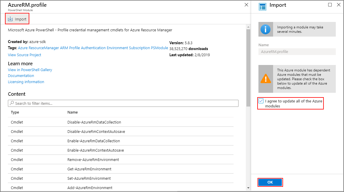 导入 AzureRM.profile 模块。