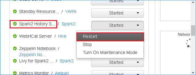 在 Apache Ambari 中重启 Spark History Server。