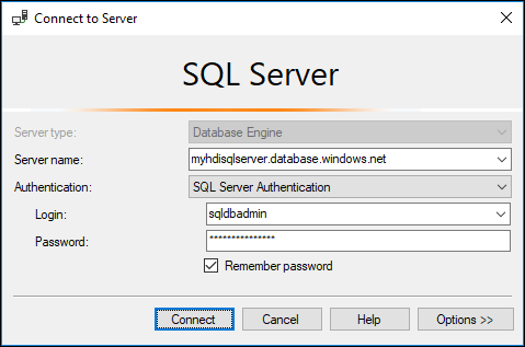 使用 SSMS1 连接到 SQL 数据库。