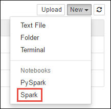 创建新的 Spark Jupyter 笔记本。