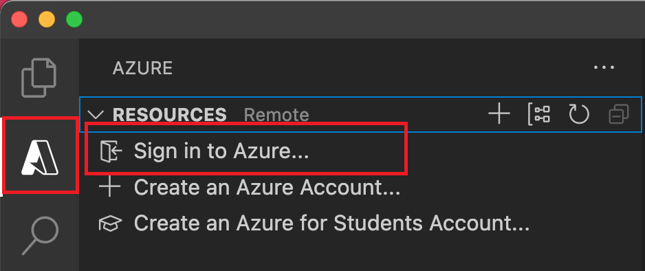 VS Code 中的“登录到 Azure”窗口的屏幕截图。