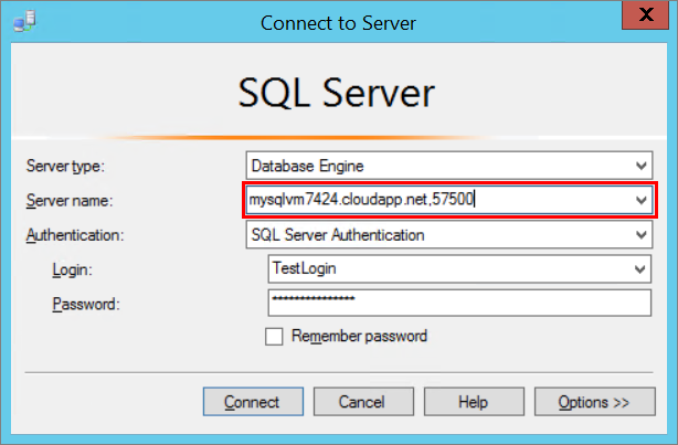 Connect using SSMS