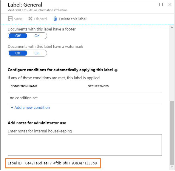 Azure Information Protection tutorial - locate the label ID