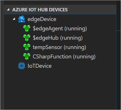 显示如何在 Visual Studio Code 中查看已部署模块的屏幕截图。