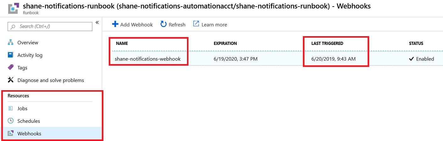 “Webhook”选项卡，“上次触发的时间戳”
