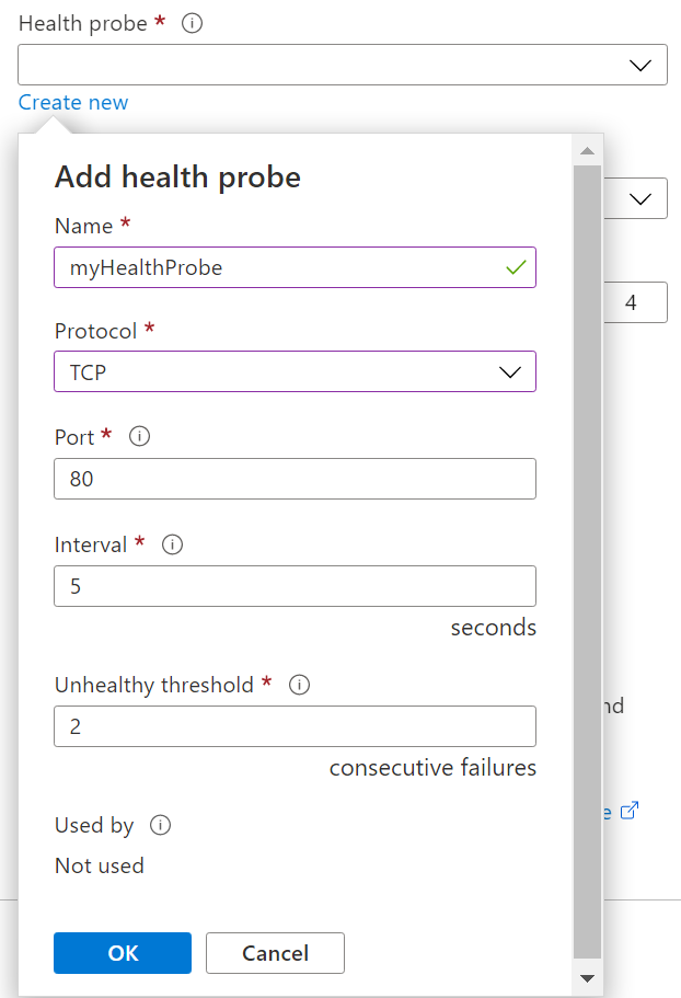 Screenshot of add health probe.
