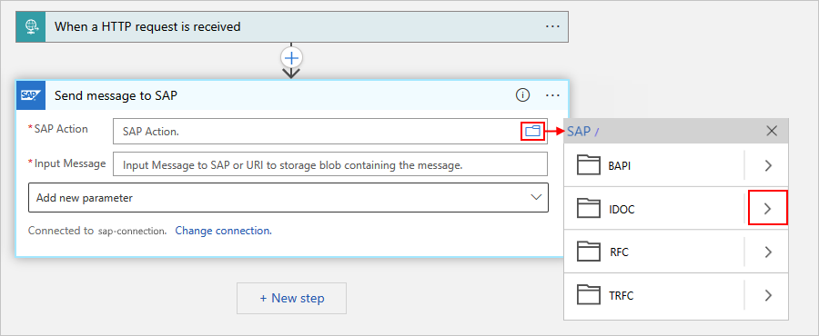 Screenshot shows selecting IDOC for a Consumption workflow.