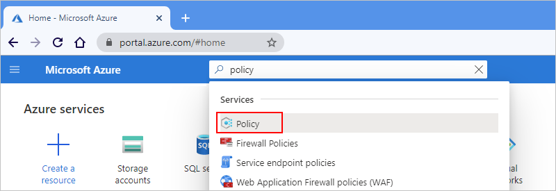 Screenshot showing main Azure portal search box with 