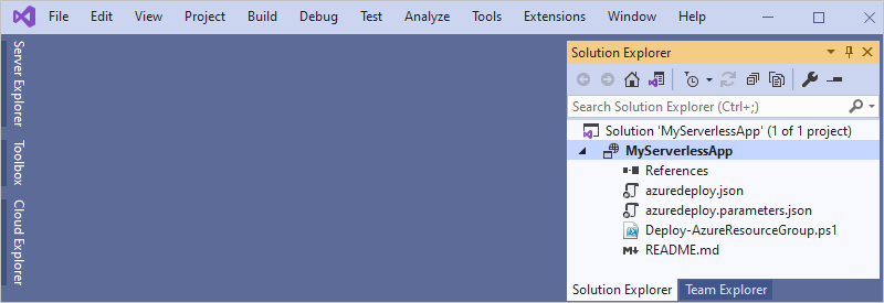 Screenshot showing your created project and solution.