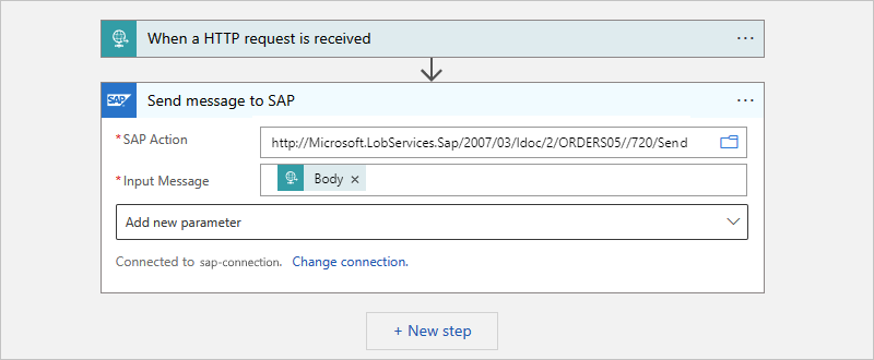 Screenshot shows completed SAP action for Consumption workflow.