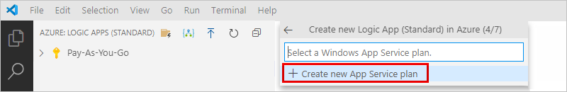Screenshot that shows the prompt to create a name for hosting plan with 