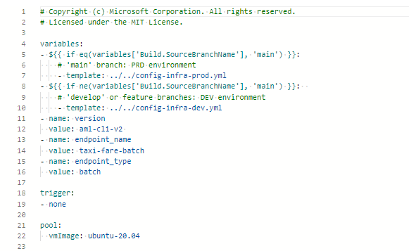 Screenshot of Azure DevOps batch deploy script.