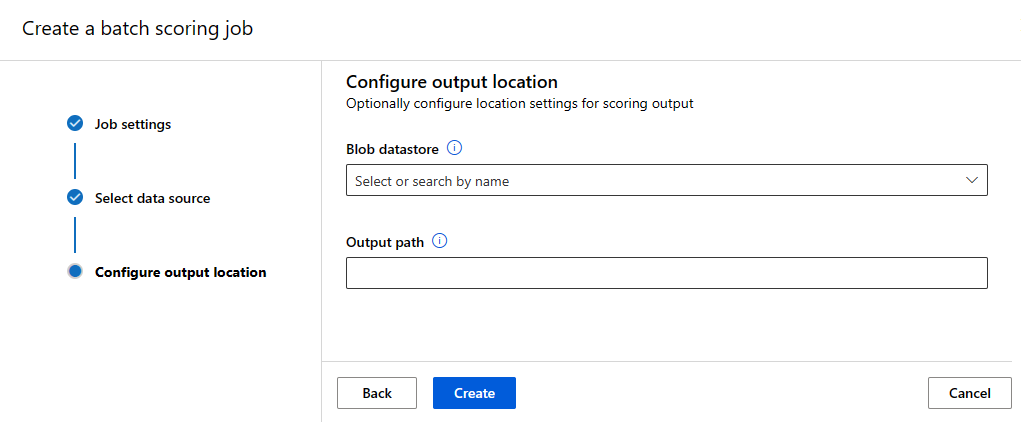 Screenshot of optionally configuring output location.