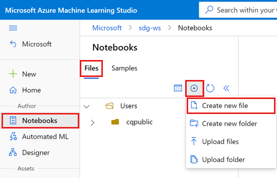 Screenshot shows how to create a new file.