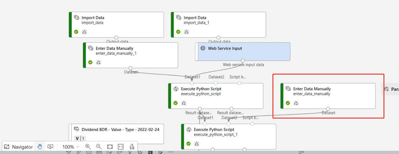 Screenshot showing how to modify inference pipeline containing enter data manually component.