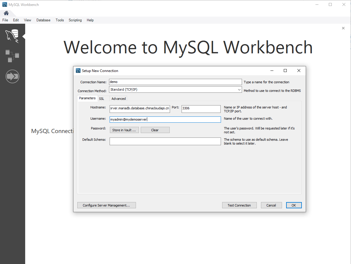 Screenshot of the MySQL Connections pane in MySQL Workbench.