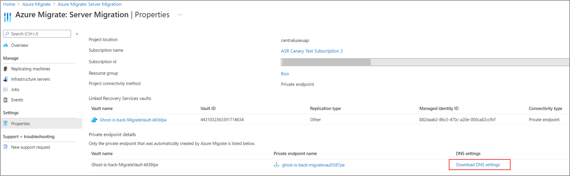 Azure Migrate: Server Migration tool Properties