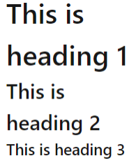 Shows the H1, H2, and H3 heading levels.