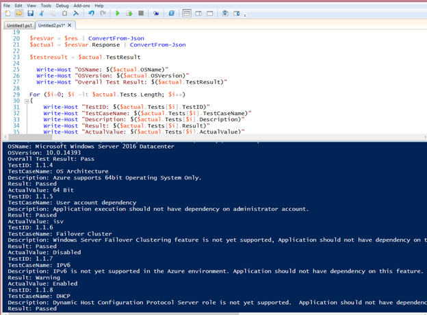 Details of test results in JSON format.