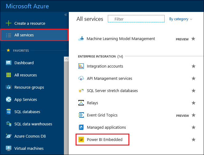 All services within Azure portal