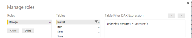 DAX filter expression for table in role