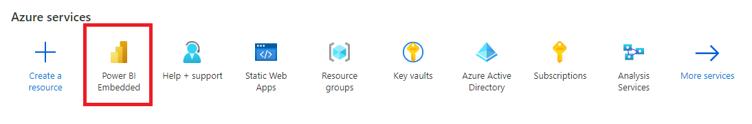 Azure 门户的屏幕截图，其中显示了 Azure 服务列表。