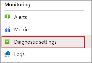 Screenshot showing how to select Diagnostic settings in the Monitoring section of the Azure AI Search service.