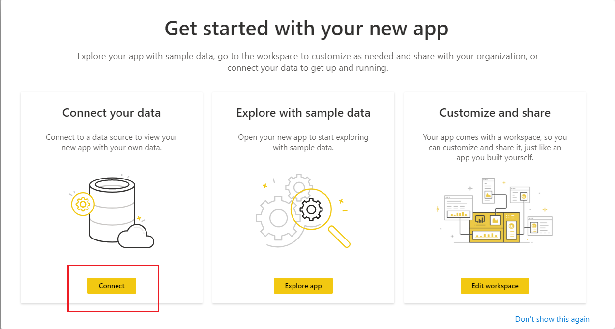 Screenshot showing how to connect to your data in the Azure AI Search app.