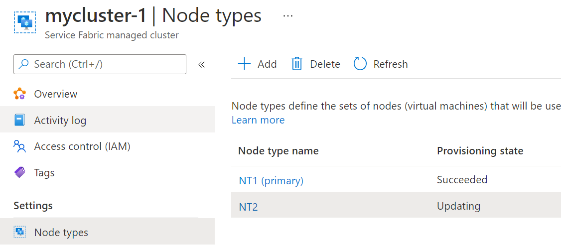 Sample showing a node type updating