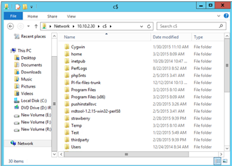Visible folders from Source Machine