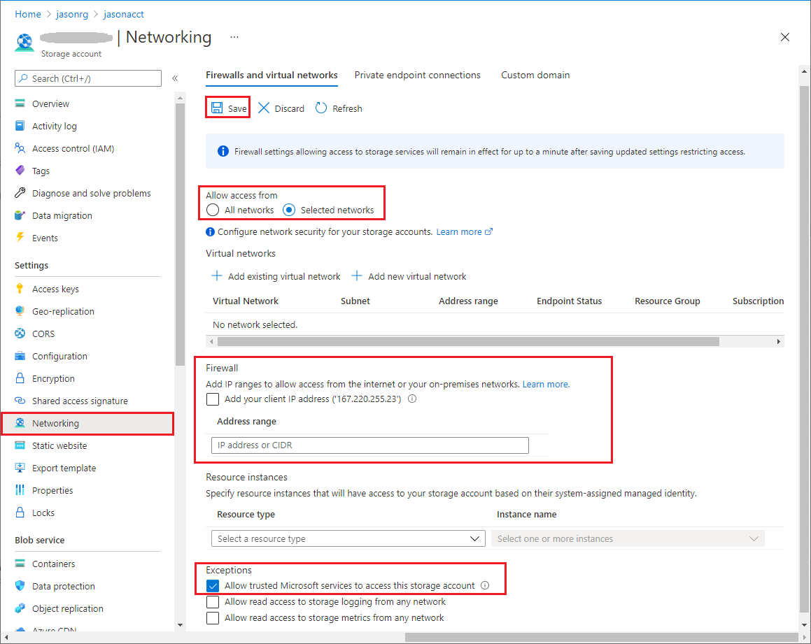 Configuring firewall and virtual network settings to work with Azure File sync